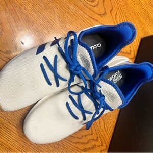 Adidas Women’s White Sneakers with Blue Highlights